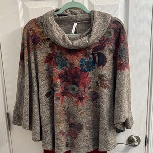 Women's PASSPORTS Floral Cowl Neck Sweater with Red Legging Pants Small-HOT!